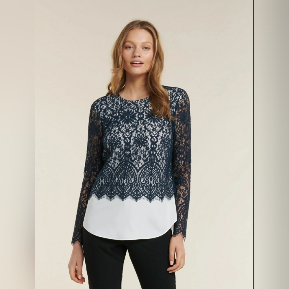 🏷Dalia Lace Spliced Blouse - Teal Green M